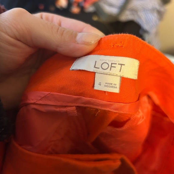 Loft Orange Linen Belted Chino Shorts - Picture 4 of 5
